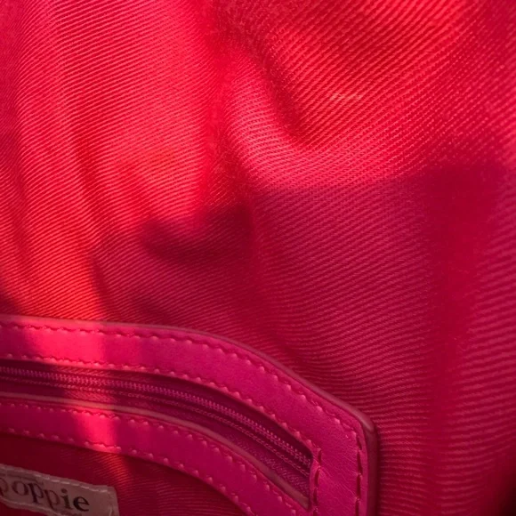 Poppie Snake Print Shoulder Hobo Bag Pink and Graphite Color Accents Chain Large - Picture 8 of 12